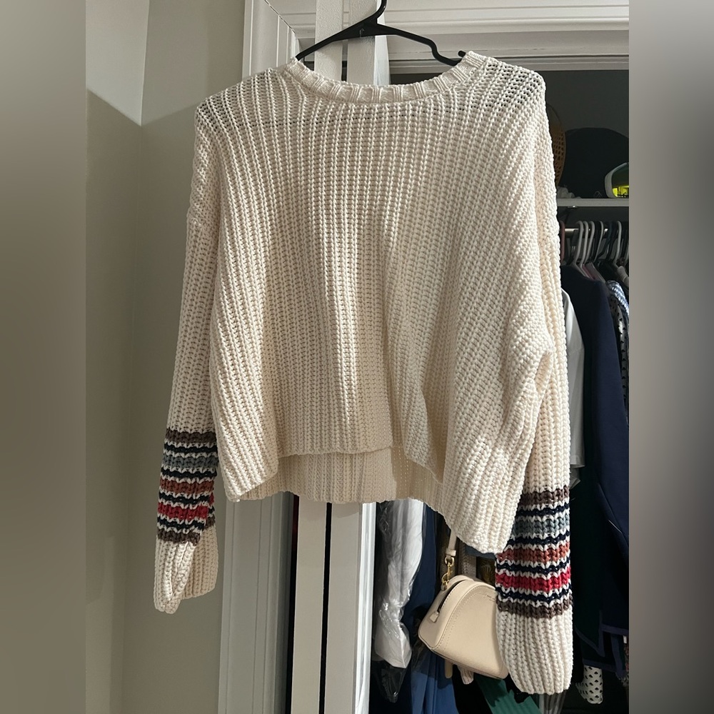 Z supply Cream sweater with bilateral knit color on arms